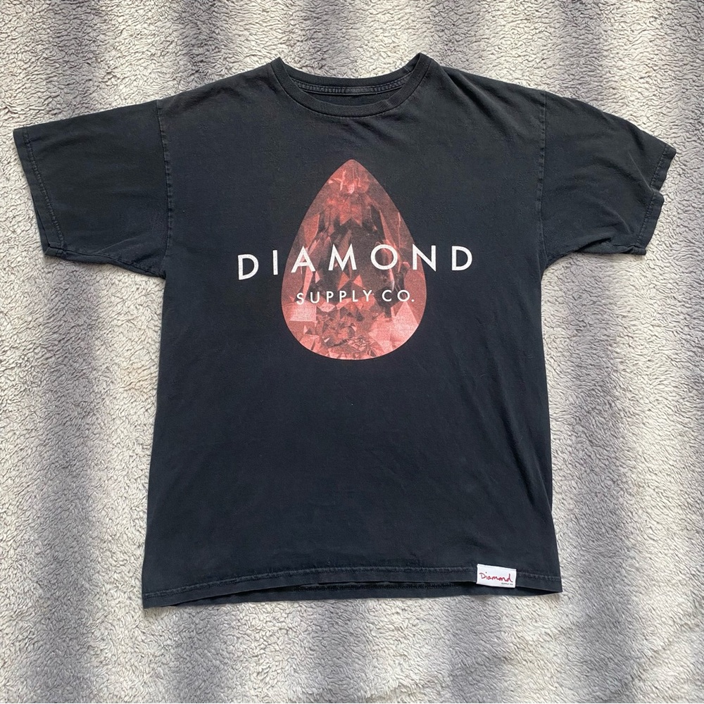 Diamond Supply Co Tee Shirt Mens Medium Black Red Ruby Gemstone Graphic